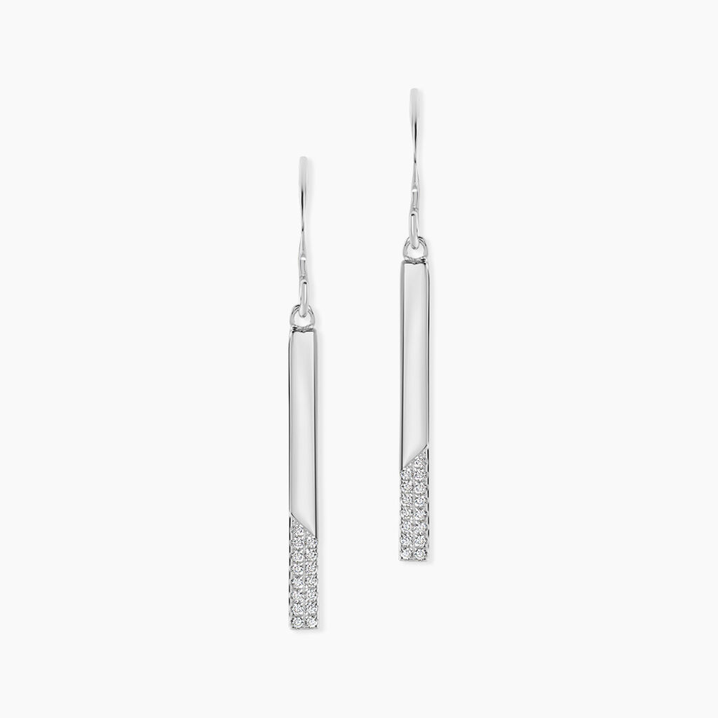 Boucles D'oreilles Pendantes Evodie Argent Blanc Oxyde De Zirconium - Pendantes Femme | Marc Orian
