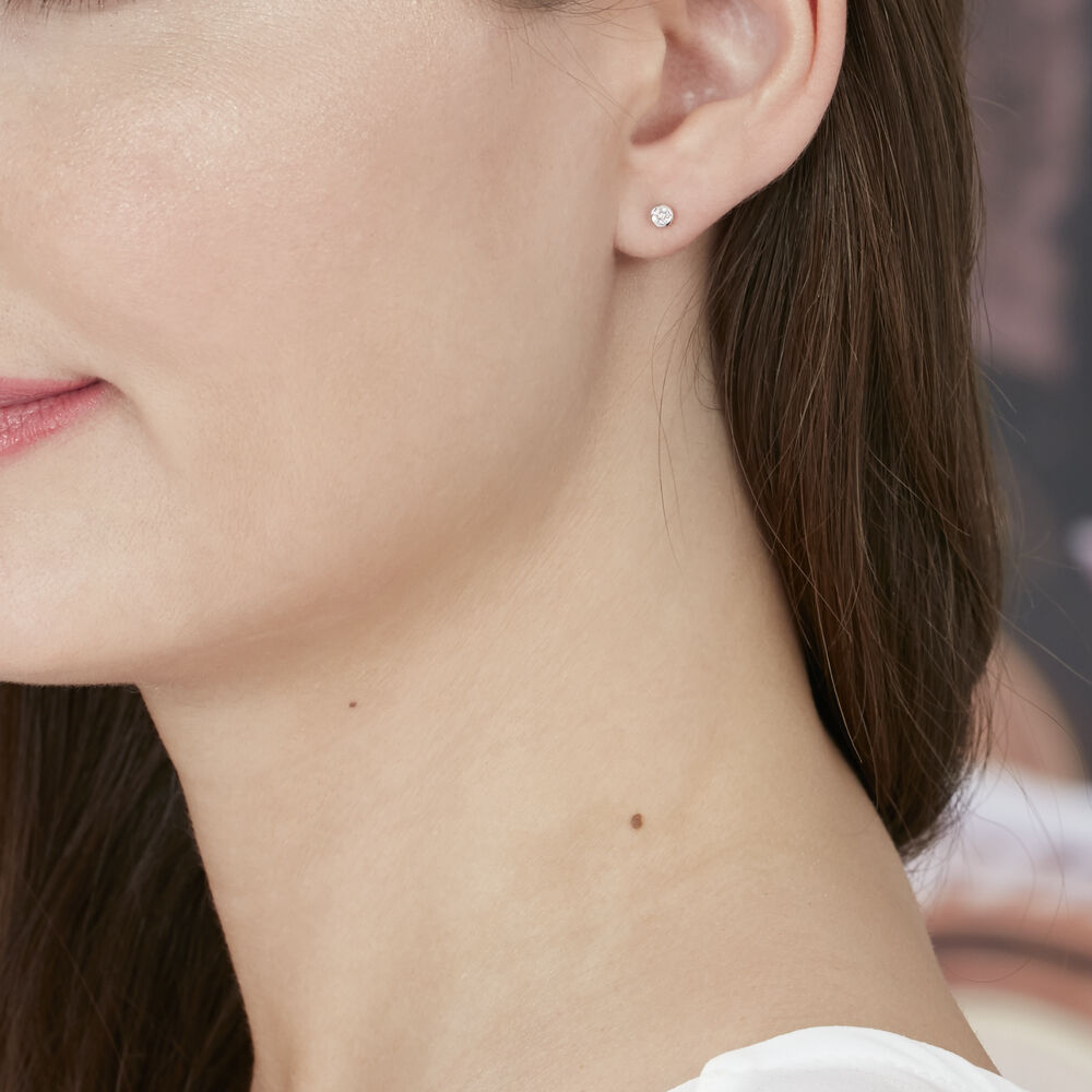 Boucles D'oreilles Puces Ofelia Or Blanc Diamant - Boucles d'oreilles mariage Femme | Marc Orian