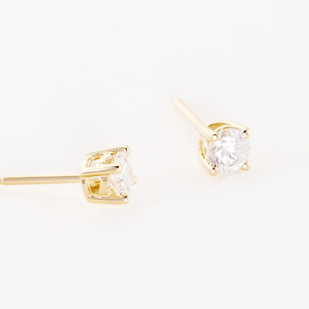 Boucles D'oreilles Puces Or Jaune Victoria Diamants - Puces Femme | Marc Orian