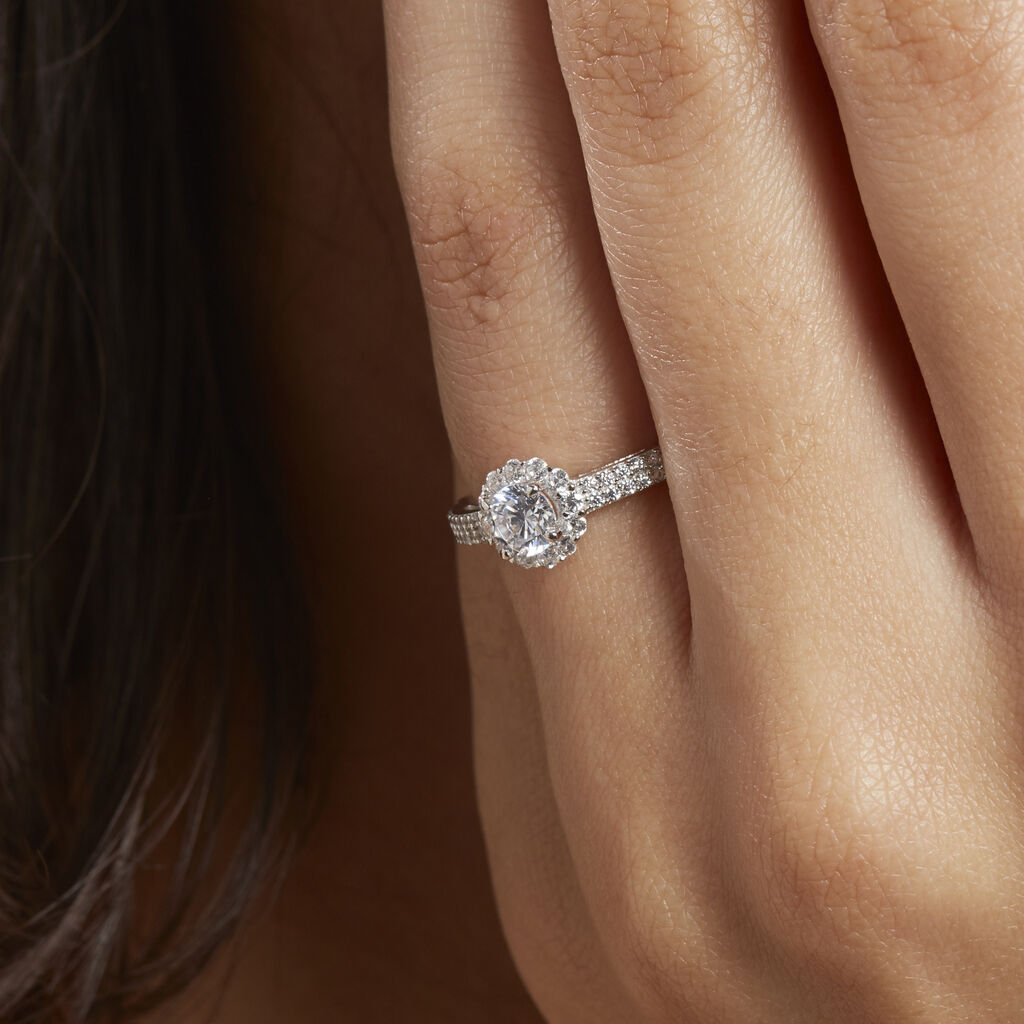 Bague Solitaire Fathima Or Blanc Oxyde De Zirconium - Bagues Solitaire Femme | Marc Orian