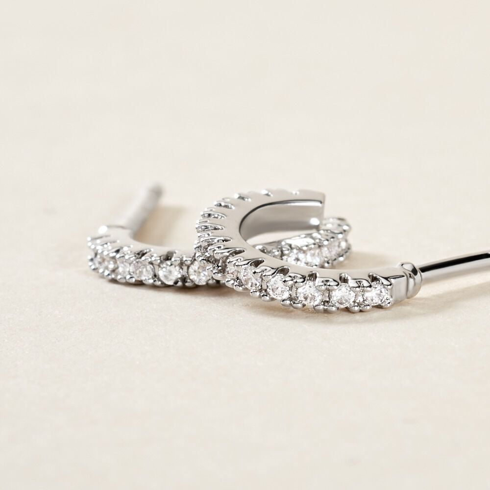 Créoles Alvah Argent Blanc Oxyde De Zirconium - Créoles Femme | Marc Orian