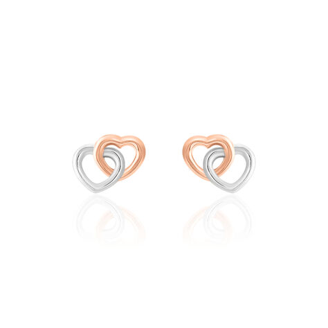 Boucles D'oreilles Puces Donna Coeurs Ajoures Or Rose - Clous d'oreilles Femme | Marc Orian