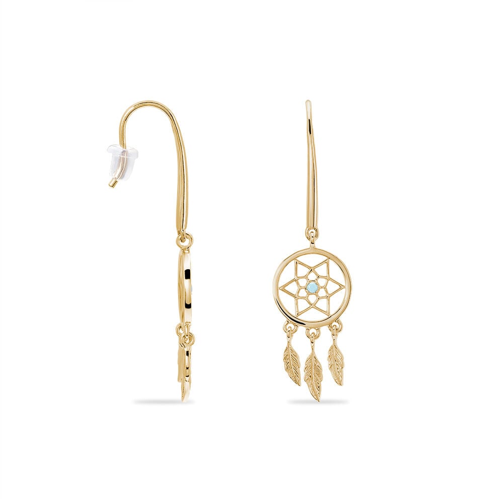 Boucles D'oreilles Pendantes Attrape Reves Plaque Or Pierre - Pendantes Femme | Marc Orian