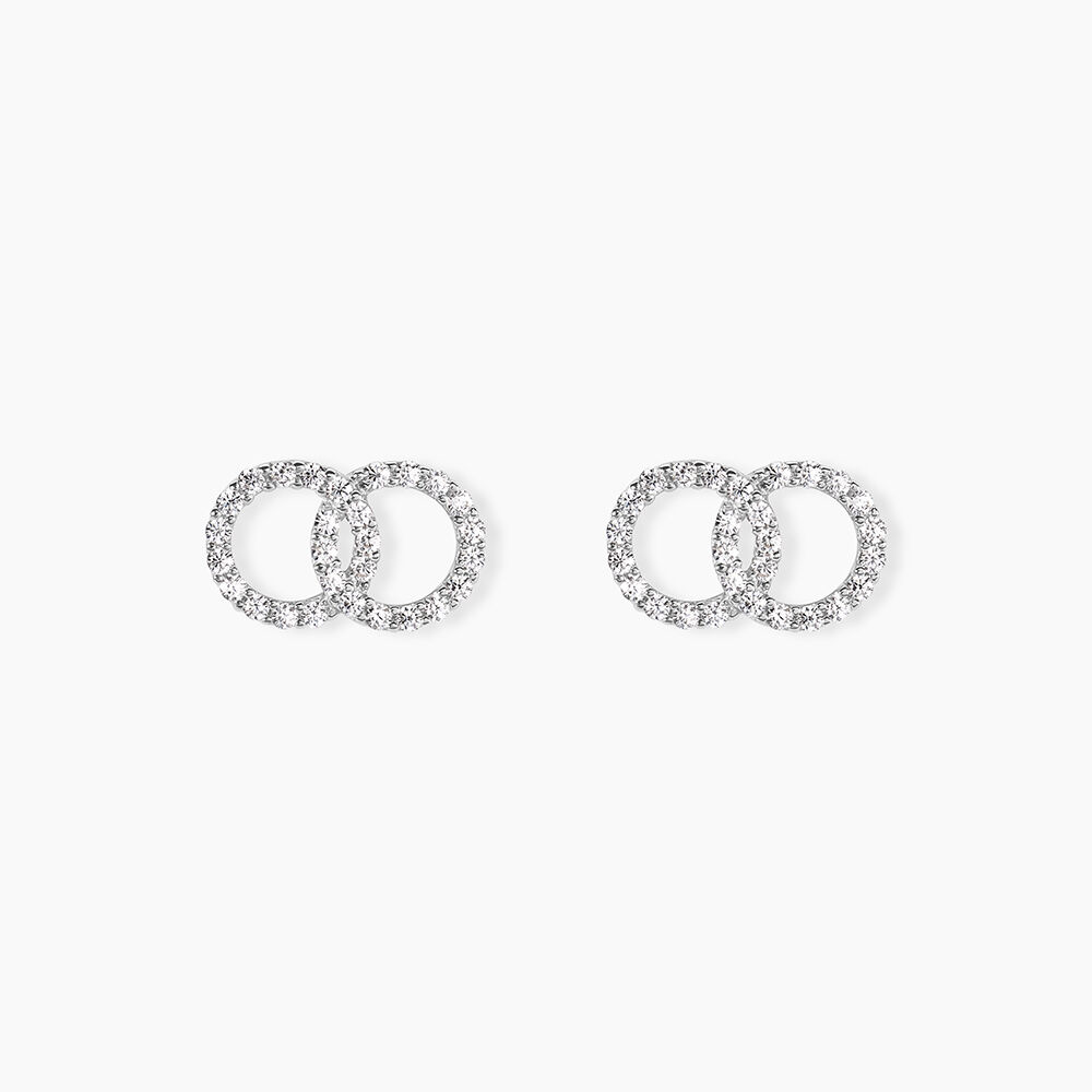 Boucles D'oreilles Puces Iwa Argent Blanc Oxyde De Zirconium - Puces Femme | Marc Orian