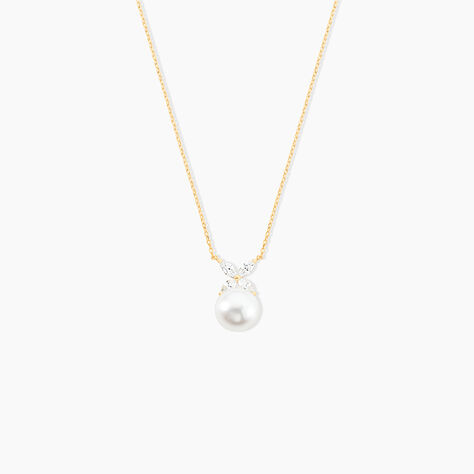 Collier Norah Or Jaune Perle De Culture Et Oxyde De Zirconium - Colliers avec pierres Femme | Marc Orian