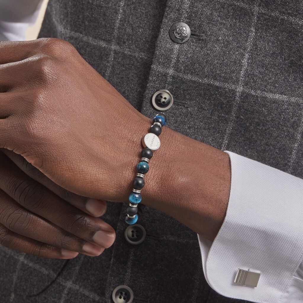 Bracelet Jourdan Homme 1921 Acier Blanc œil De Tigre Onyx - Bracelets Homme | Marc Orian