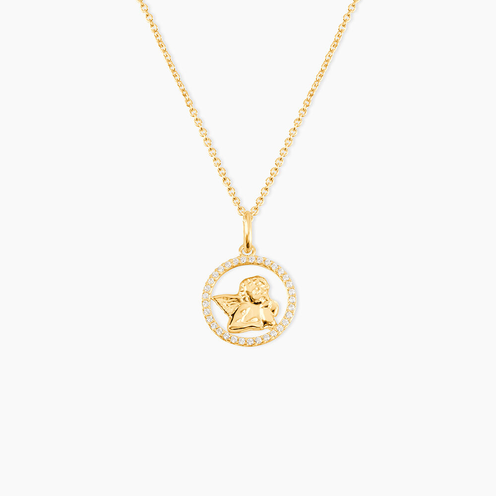 Pendentif Ange Rond Or Jaune Oxyde De Zirconium - Pendentifs Famille | Marc Orian