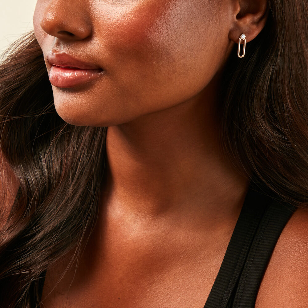 Boucles D'Oreilles Puces Ellin Plaque Or Jaune Oxyde De Zirconium - Puces Femme | Marc Orian