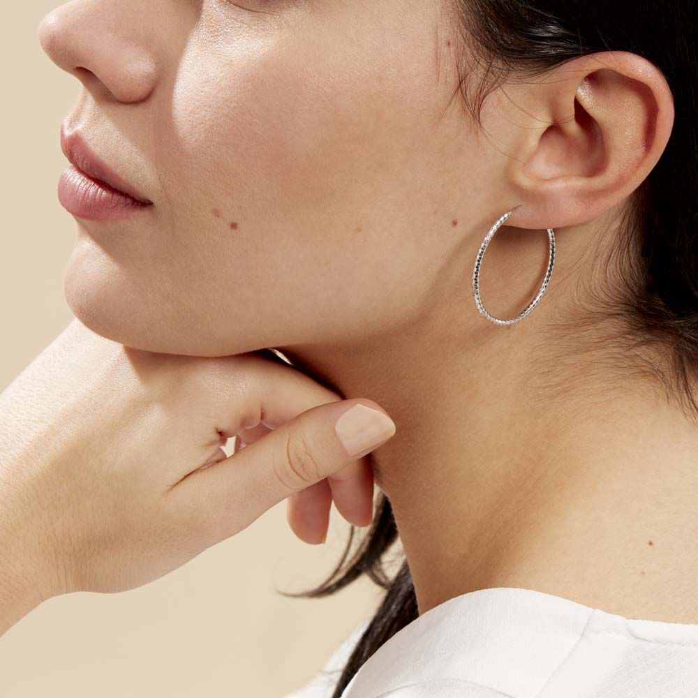 Créoles Argent Blanc Agathe - Créoles Femme | Marc Orian