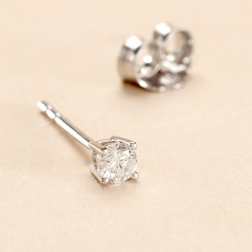 Boucle D'oreille Puce Unitaire Victoria Or Blanc Diamant - Puces Famille | Marc Orian