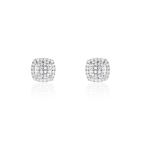 Boucles D'oreilles Puces Or Blanc Naveen Diamants Synth&eacute;tiques - Puces Femme | Marc Orian