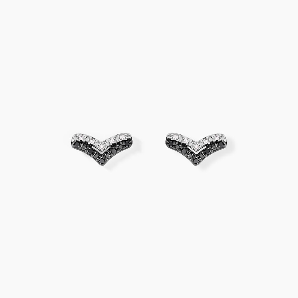 Boucles D'Oreilles Puces Kirabo Or Blanc Diamant - Puces Femme | Marc Orian