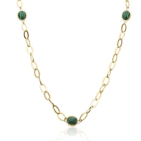Collier Julyan Acier Dor&eacute; Malachite - Colliers avec pierres Femme | Marc Orian