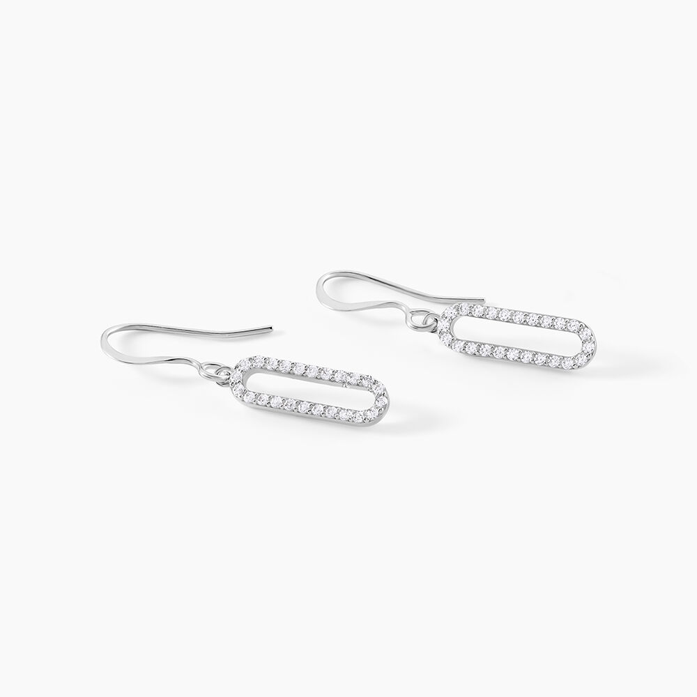 Boucles D'oreilles Pendantes Isabel Argent Blanc Oxyde De Zirconium - Pendantes Femme | Marc Orian