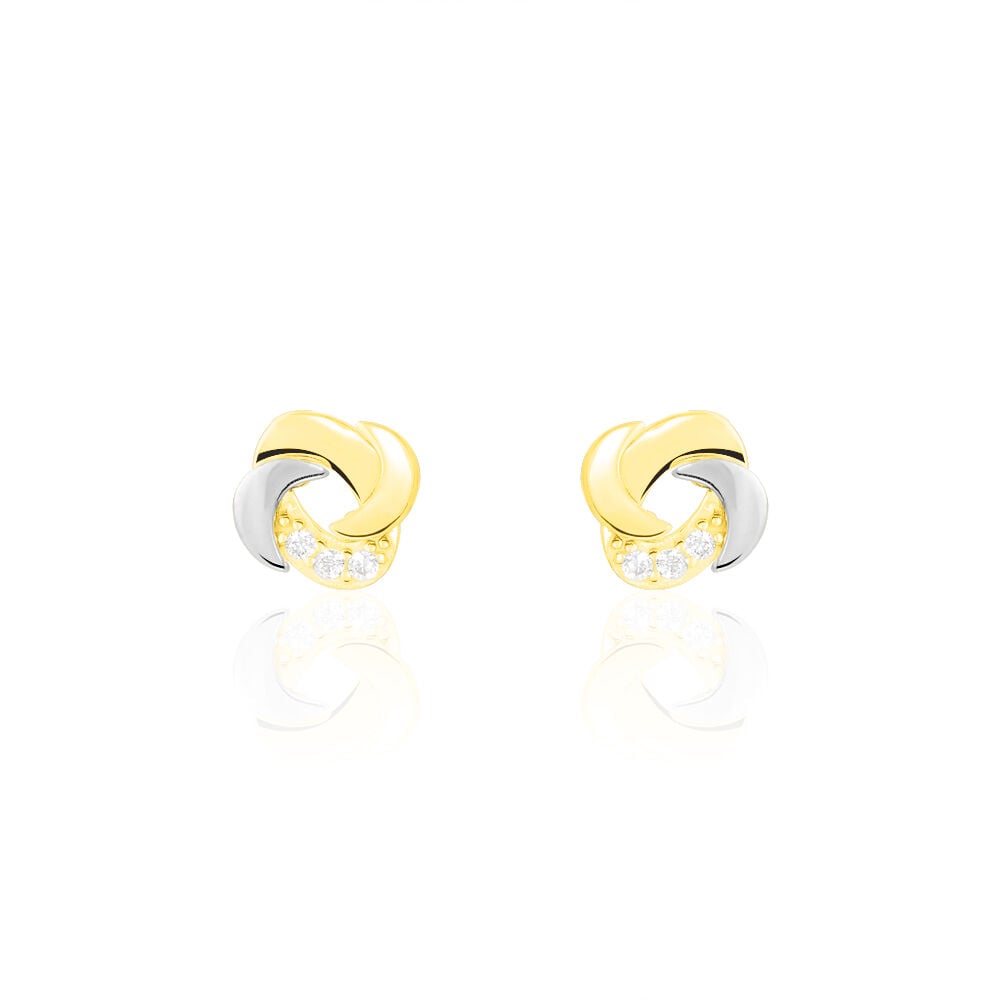 Boucles D'oreilles Puces Ilhem Fleur Or Jaune Oxyde De Zirconium - Puces Femme | Marc Orian