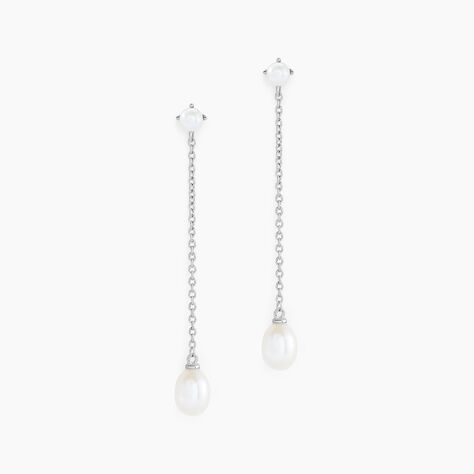 Boucles D'oreilles Pendantes Felisia Argent Blanc Perle De Culture - Pendantes Femme | Marc Orian