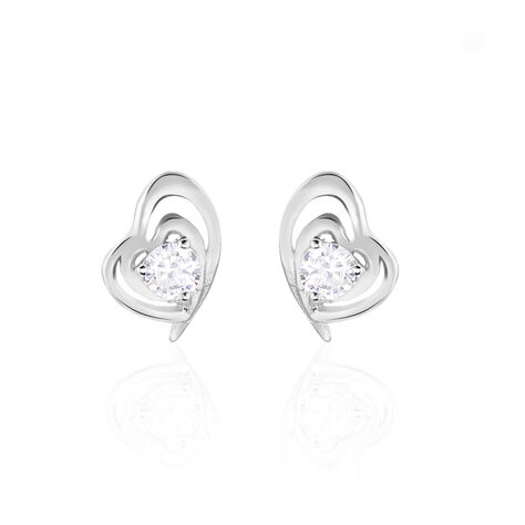 Boucles D'oreilles Puces Alou Argent Blanc Oxyde De Zirconium - Puces Femme | Marc Orian