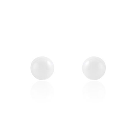 Boucles D'oreilles Puces Solene Argent Blanc Céramique - Clous d'oreilles Femme | Marc Orian