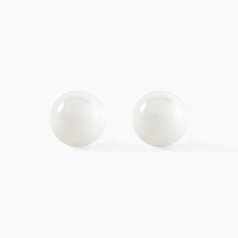 Boucles D'oreilles Puces Orbe Argent Blanc C&eacute;ramique - Puces Femme | Marc Orian