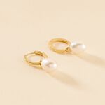 Cr&eacute;oles Anes Poire Or Jaune Perle De Culture Et Oxyde De Zirconium - Boucles d'oreilles mariage Femme | Marc Orian