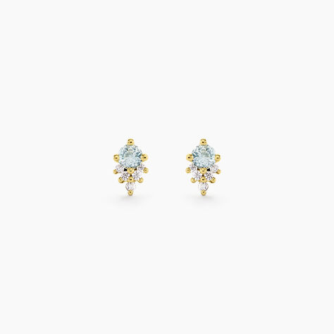 Boucles D'Oreilles Puces Poem Argent Jaune Topaze Oxyde De Zirconium - Puces Femme | Marc Orian