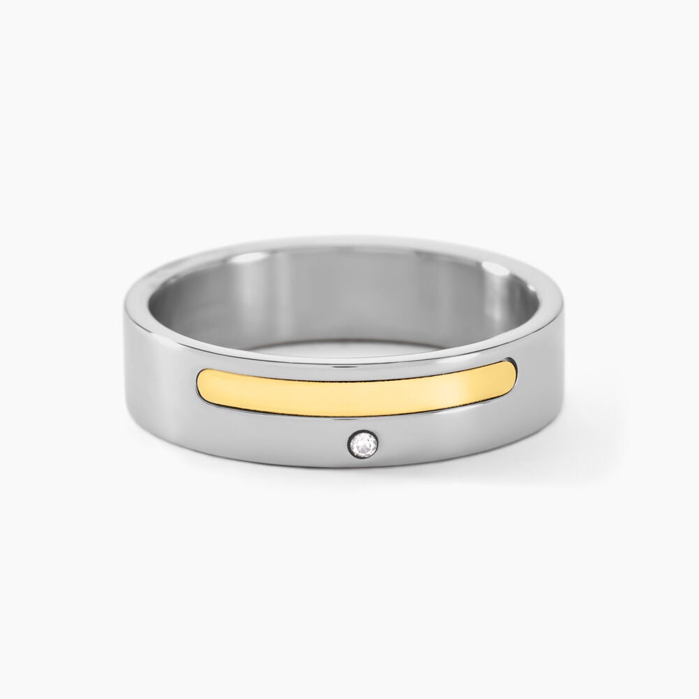 Bague Jourdan Ahou Acier Blanc Diamant - Bagues pierres précieuses Homme | Marc Orian