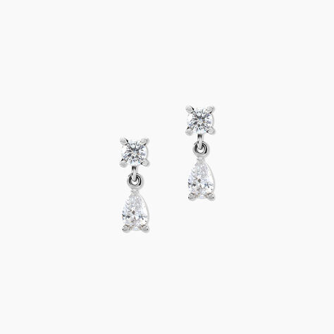 Boucles D'oreilles Pendantes Argent Blanc Braidy Oxydes De Zirconium - Pendantes Femme | Marc Orian