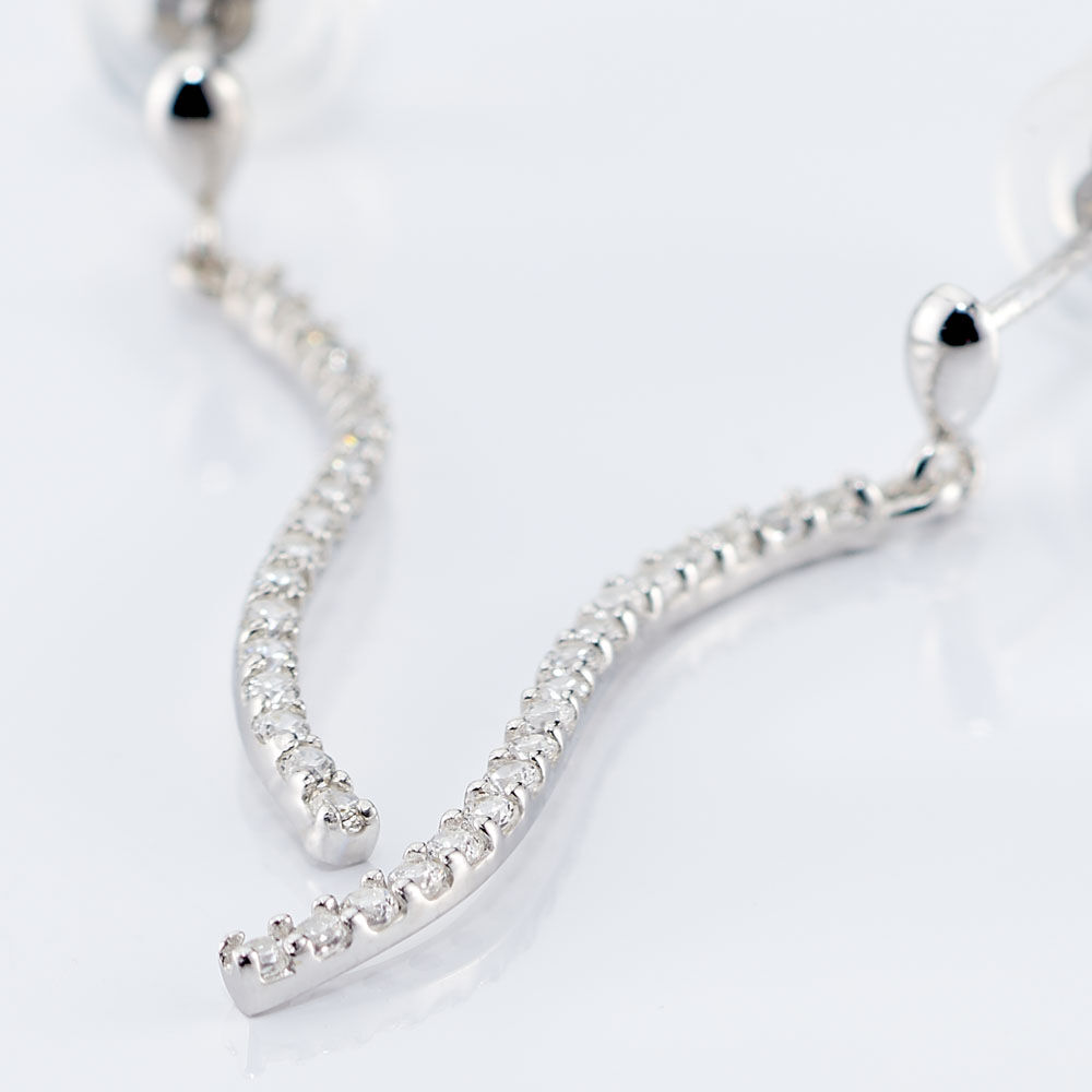 Boucles D'oreilles Pendantes Torsade Or Blanc Oxyde De Zirconium - Pendantes Femme | Marc Orian