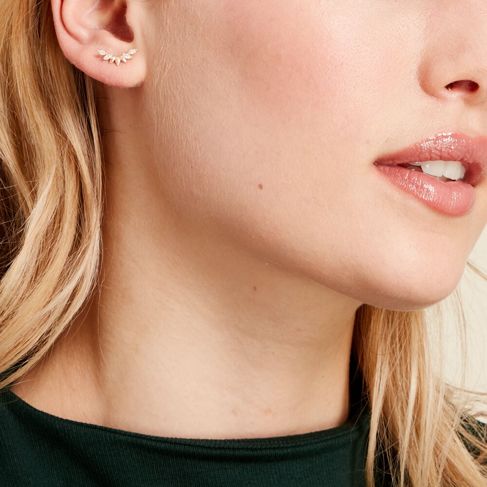 Boucles D'oreilles Puces Miyako Or Jaune Oxyde De Zirconium - Puces Femme | Marc Orian