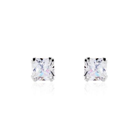 Boucles D'oreilles Puces Or Blanc Doreen Oxydes De Zirconium - Puces Famille | Marc Orian