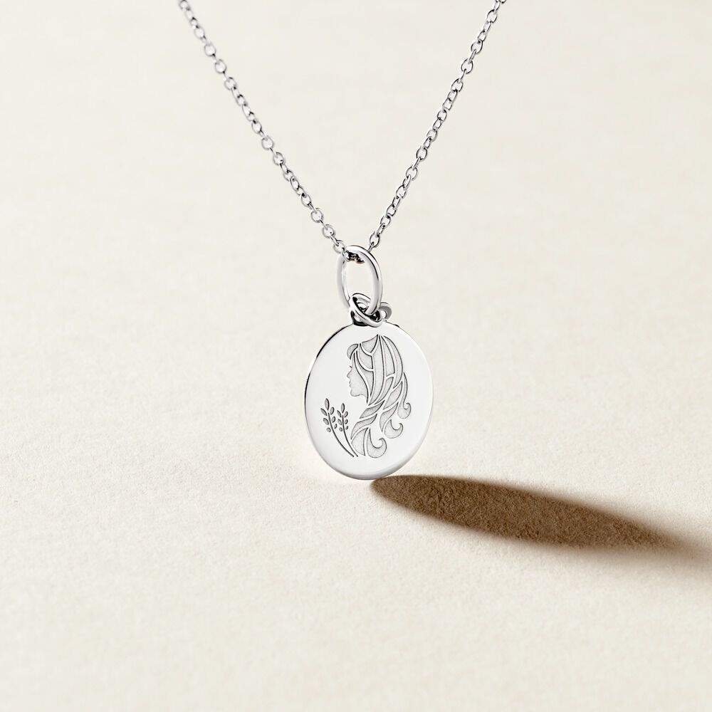 Pendentif Zodiaque Rond Argent Blanc - Bijoux personnalisés Famille | Marc Orian