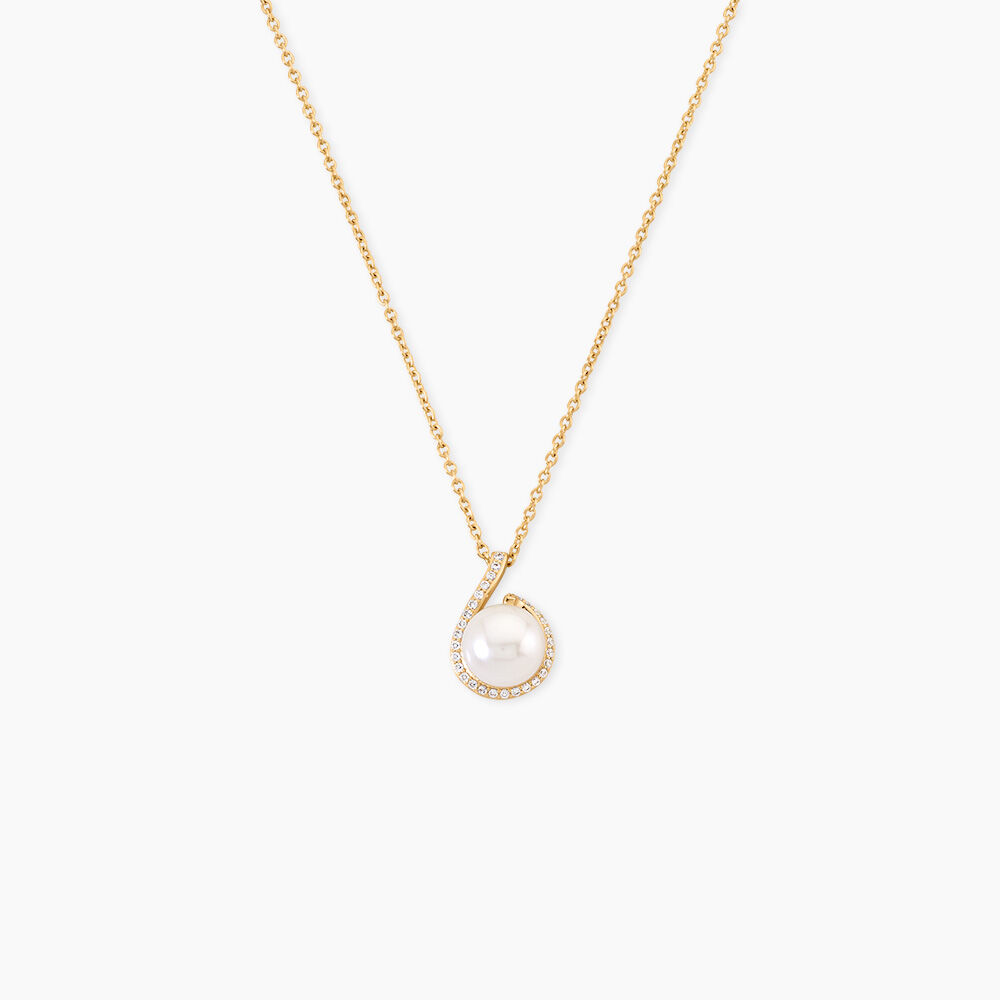 Collier Lucinda Argent Dor&eacute; A L'Or 750/1000 Perle De Culture Oxyde De Zirconium - Colliers avec pierres Femme | Marc Orian