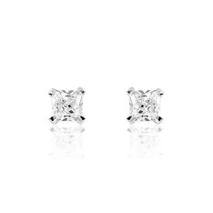 Boucles D'oreilles Puces Carre Argent Blanc Oxyde De Zirconium - Clous d'oreilles Femme | Marc Orian