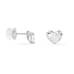 Boucles D'oreilles Puces Daria Coeur Plein Or Blanc Oxyde De Zirconium - Puces Femme | Marc Orian