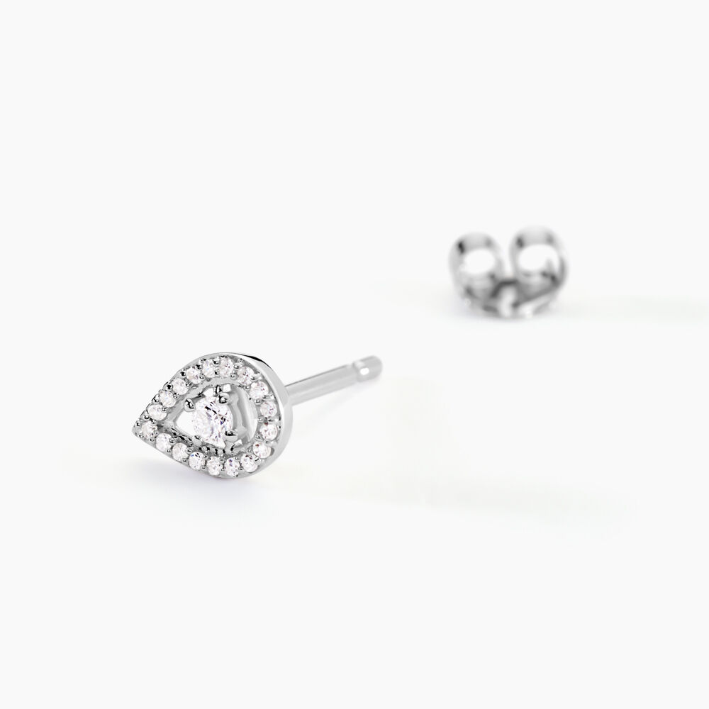 Boucles D'oreilles Puces Domitia Or Blanc Diamant - Puces Femme | Marc Orian