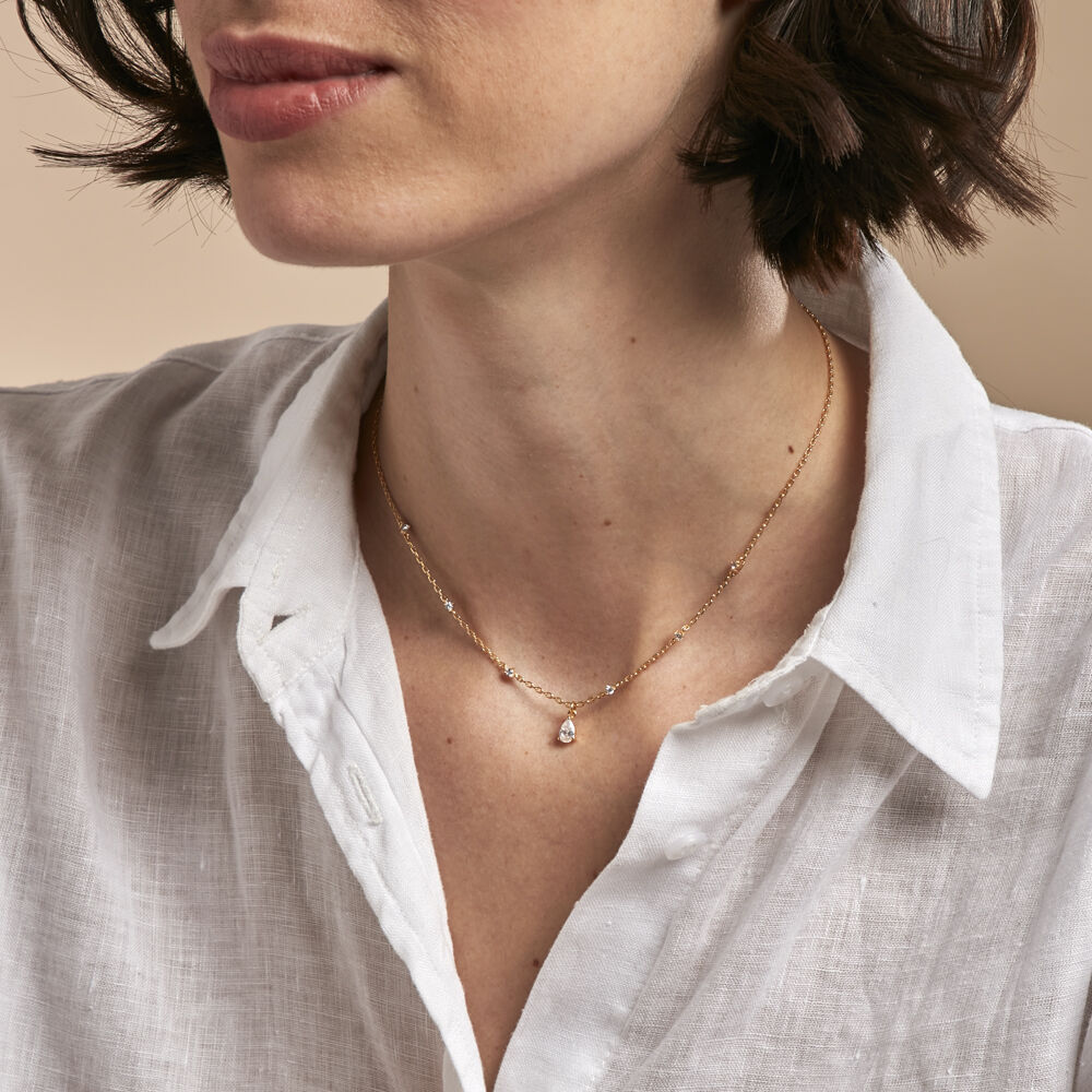 Collier Lovel Plaqué Or Doré Oxyde De Zirconium - Colliers ras du cou Femme | Marc Orian