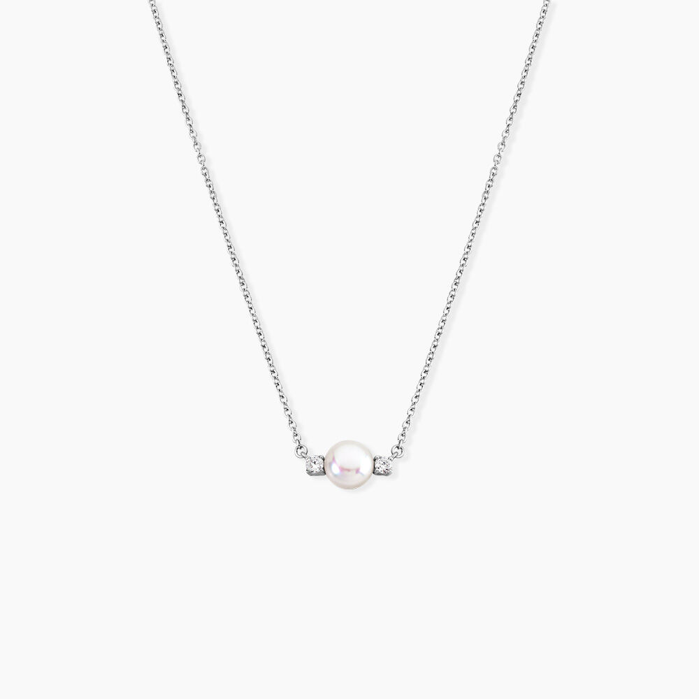 Collier Sari Argent Blanc Perle De Culture Oxyde De Zirconium - Colliers avec pierres Femme | Marc Orian