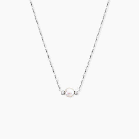 Collier Sari Argent Blanc Perle De Culture Oxyde De Zirconium - Colliers avec pierres Femme | Marc Orian