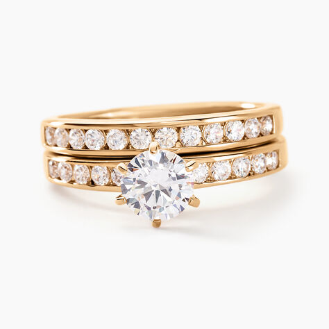 Bague Double Jeu Plaqué Or Jaune Oxyde De Zirconium - Solitaires Femme | Marc Orian