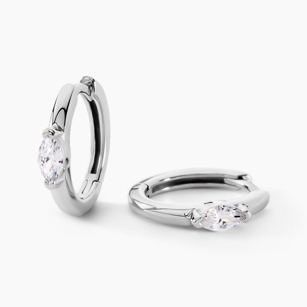 Cr&eacute;oles Ellinor Argent Blanc Oxyde De Zirconium - Cr&eacute;oles Femme | Marc Orian