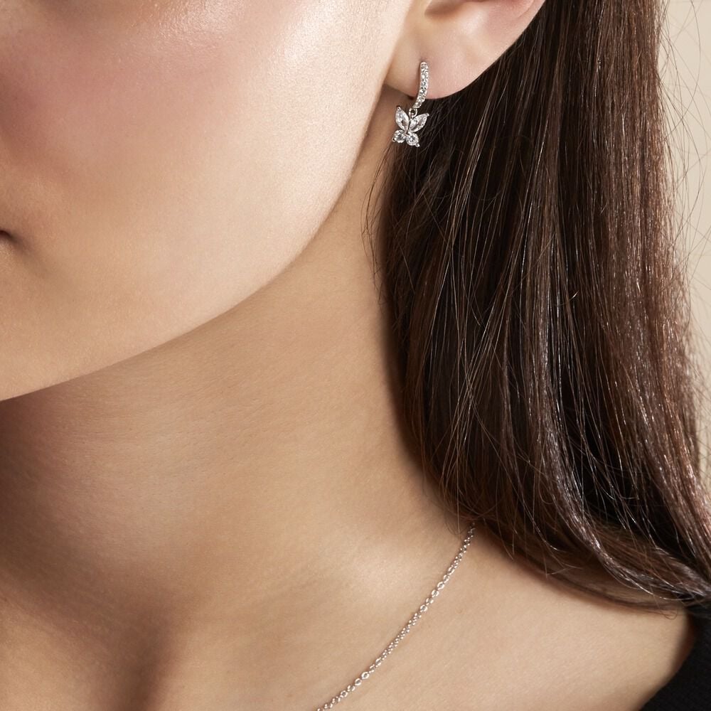 Cr&eacute;oles Argent Blanc Karitate Oxydes De Zirconium - Boucles d'oreilles pampille Femme | Marc Orian