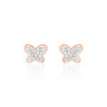 Boucles D'oreilles Puces Evaelle Papillon 0 Or Rose Strass - Puces Femme | Marc Orian