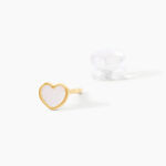 Boucles D'oreilles Puces Amaryllis Coeur Or Jaune Nacre - Puces Enfant | Marc Orian