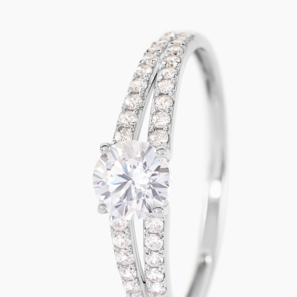 Bague Fina Or Blanc Oxyde De Zirconium - Solitaires Femme | Marc Orian