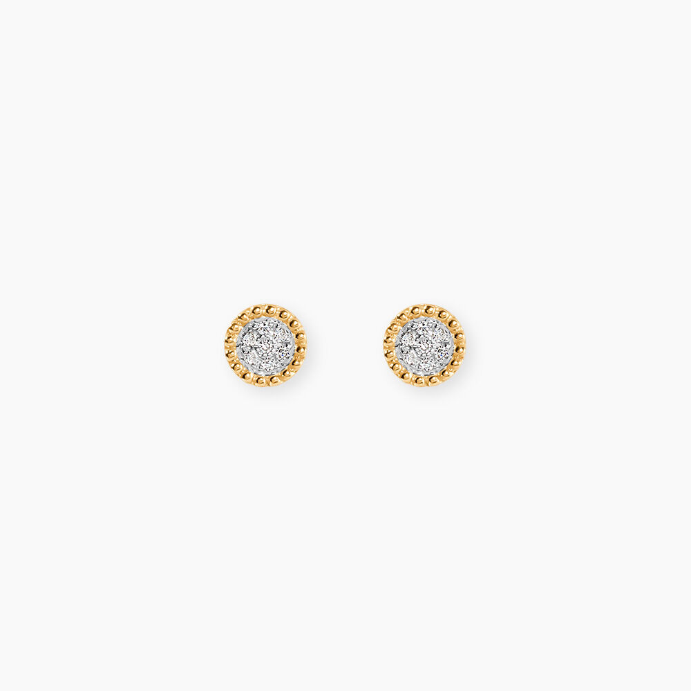 Boucles D'oreilles Puces Vaina Or Jaune Diamant - Puces Femme | Marc Orian