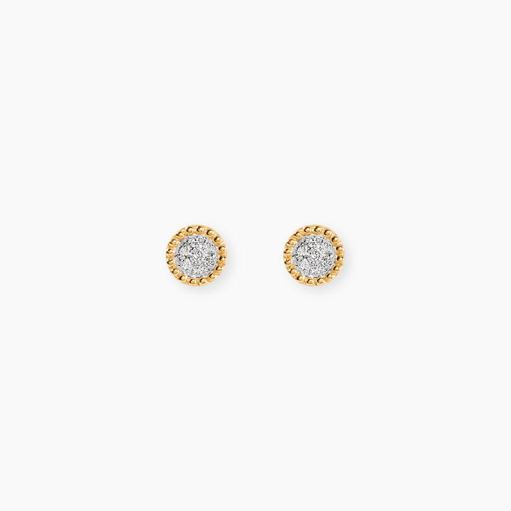 Boucles D'oreilles Puces Vaina Or Jaune Diamant - Puces Femme | Marc Orian