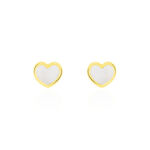 Boucles D'oreilles Puces Amaryllis Coeur Or Jaune Nacre - Puces Enfant | Marc Orian