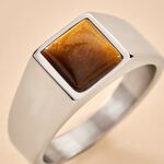 Chevaliere Acier Blanc Selim &oelig;il De Tigre - Bijoux fantaisie Homme | Marc Orian