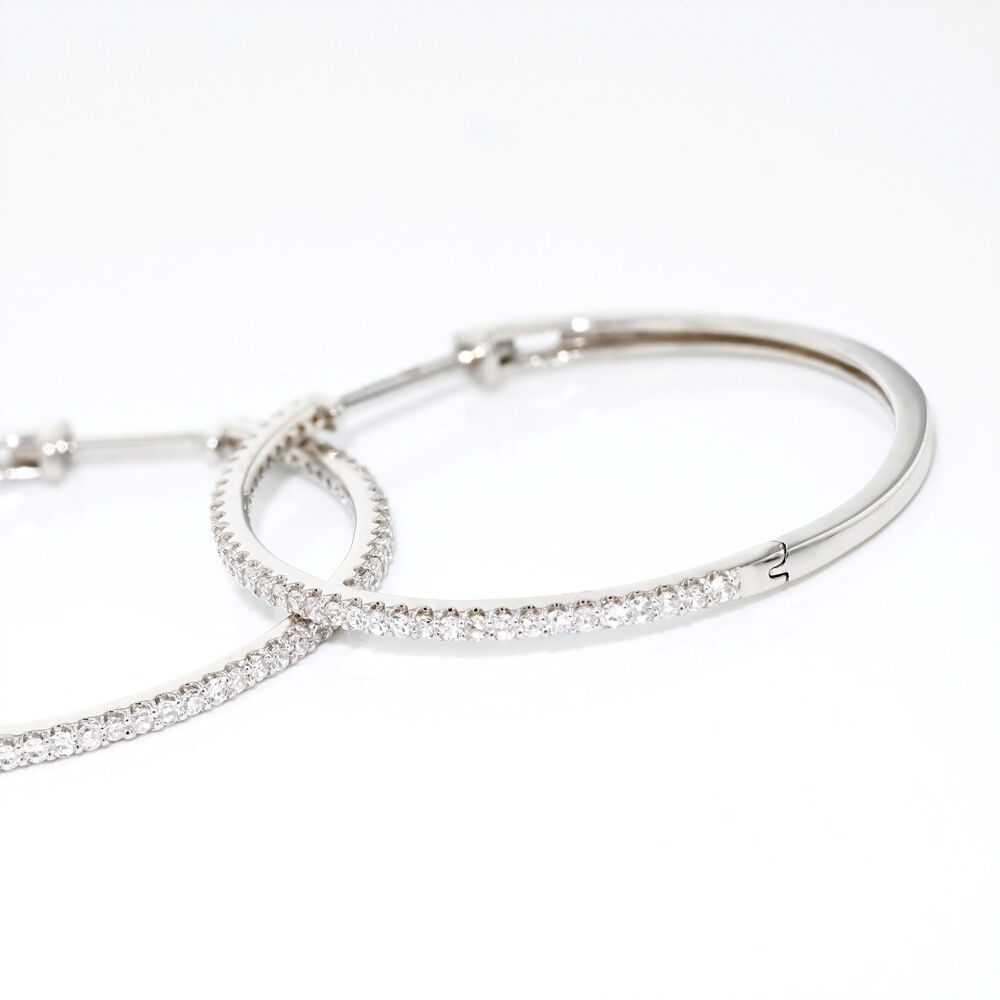 Créoles Aryanna Rondes Or Blanc Diamant -  Femme | Marc Orian