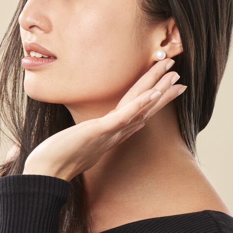 Boucles D'oreilles Puces Ursulina Or Jaune Perle De Culture - Clous d'oreilles Femme | Marc Orian